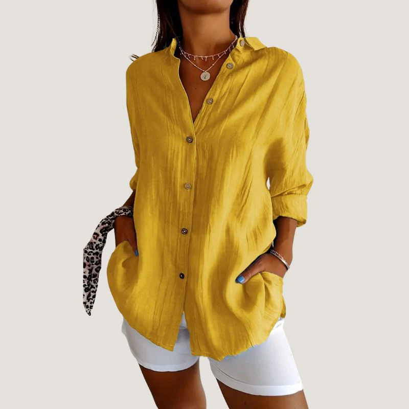 Chemise Femme à Manches Courtes Plissée en Tissu Léger – Image 5