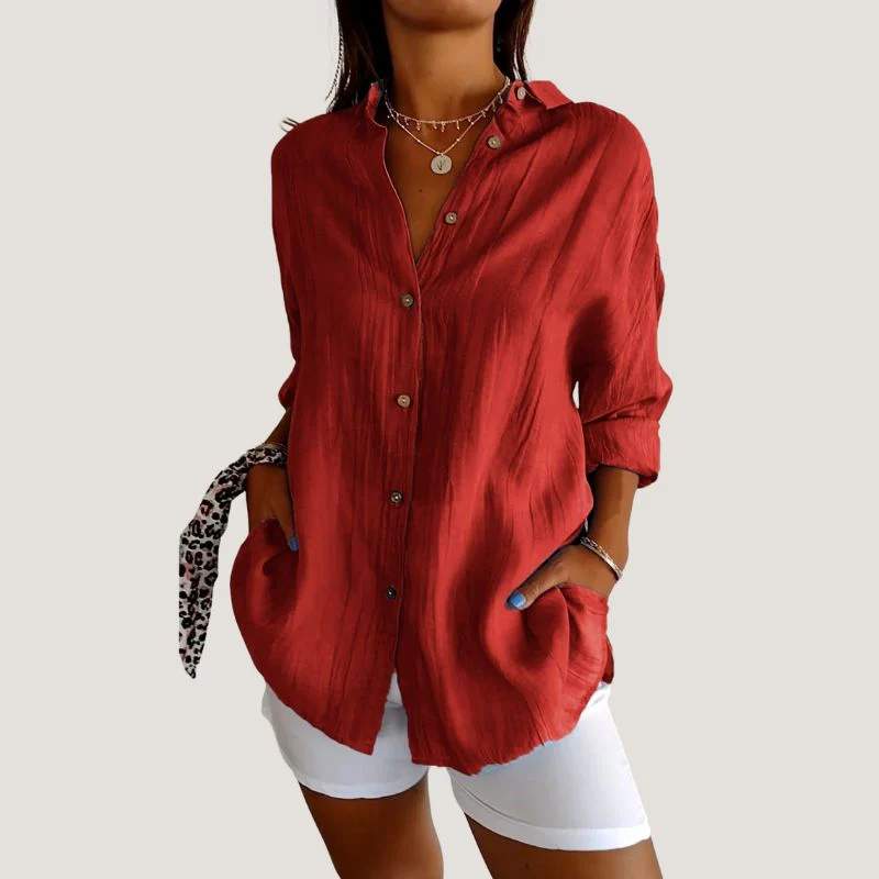 Chemise Femme à Manches Courtes Plissée en Tissu Léger – Image 8