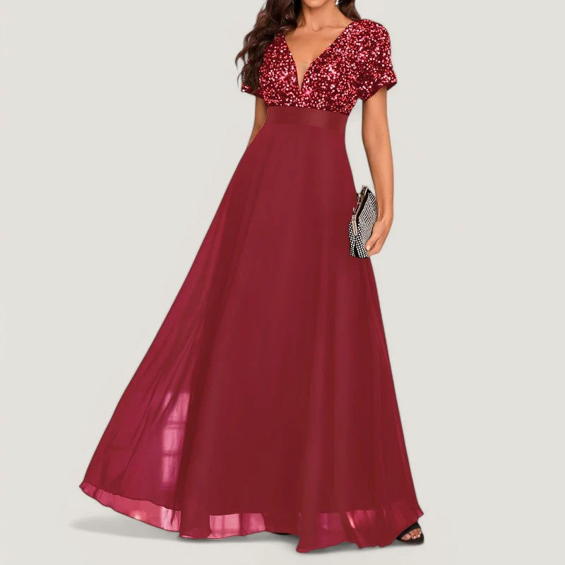 Robe de Soirée A Ligne à Sequins Femme Décolleté – Image 6